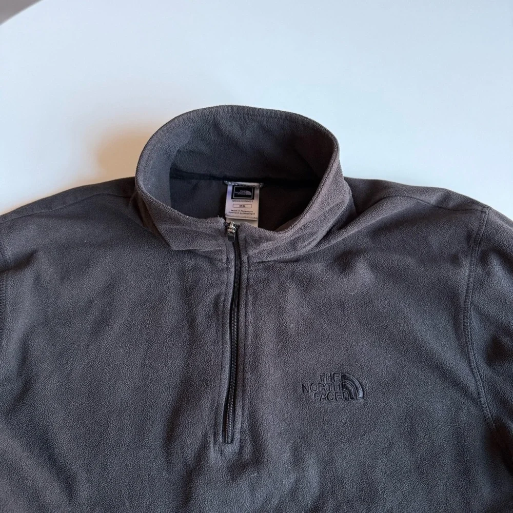 The North Face Fleece Sweater Pullover Men's Black Half-zip Stand collar Size M